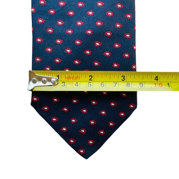 Brooks Brothers Makers Blue Red Dotted Classic Career Modern Silk Mens Tie - Picture 6 of 6